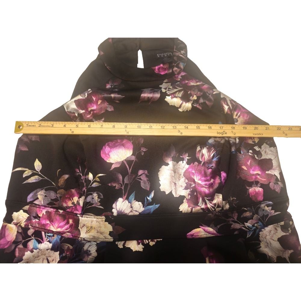 En Focus Studio 16W Dark Romantic Floral Halter High Low Metallic Satin Dress - Picture 6 of 10